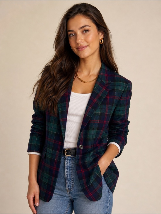 White Stag Jackets & Blazers - Vintage Wool Plaid Single-Button Blazer Size 6